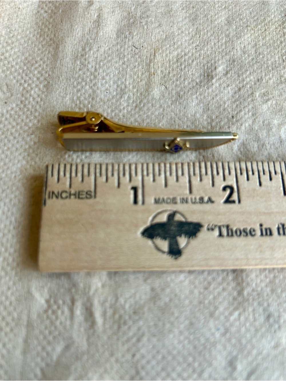 Vintage Anson Masonic Square & Compass Tie Clip in Silver and Gold w Blue Enamel - Picture 4 of 9